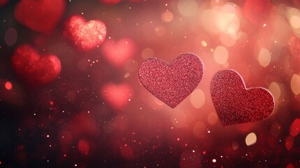 Creating romantic ambiance soft red glitter bokeh on textured valentine's day cards studio setting digital art aesthetic appeal