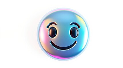 Fototapeta premium Iridescent sheen over a thank you emoji, Bot version. Clean white background. Vivid iridescent reflections.