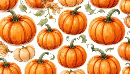 Harvest festival pumpkins fall season illustration garden aerial view nature