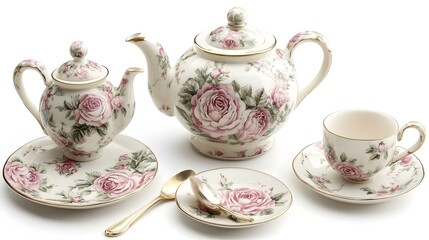 English Vintage Porcelain Roses Tea Sets