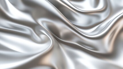 Obraz premium Elegant Silver Silk Fabric Draped Texture Background Luxurious Shiny Smooth Surface