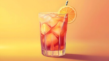 Glass of tasty Long Island iced tea on color