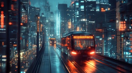 Electric buses in cities reduce carbon dioxide emissions. 