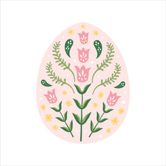 Adorable Easter bunny and eggs illustration set in beautiful art nouveau hand drawing style
