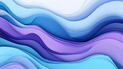 Fototapeta premium Abstract waves of layered blue and purple paper with smooth curves. Modern art and creativity concept