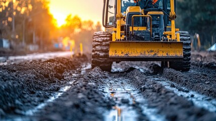 Yellow Pipe Layer at Sunrise