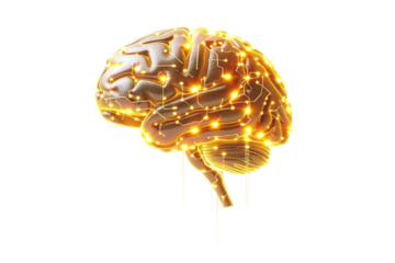  AI Brain Circuit Isolated on Transparent Background