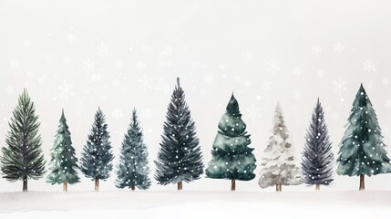 Creating whimsical watercolor pine trees nature art collection soft environment aesthetic view imaginative design