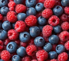 blueberries and raspberries background. 