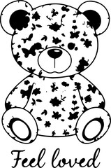 vector drawing of a spotted teddy bear sitting, with 