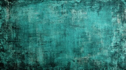 Obraz premium Teal background, textured with a dark green, grunge-like effect, on a blank canvas