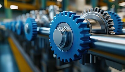 Fototapeta premium Industrial gears in motion, factory setting