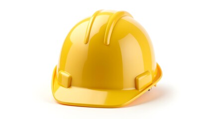 Fototapeta premium Bright Yellow Hard Hat Safety Helmet Construction Site Equipment