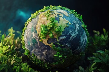 Earth covered in lush greenery