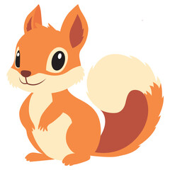 Cute cartoon squirrel isolated on white background, color, vector illustration