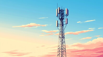 Wireless network tower for connecting mobile devices in a smart city. It also provides high-speed internet access for buildings and homes.  