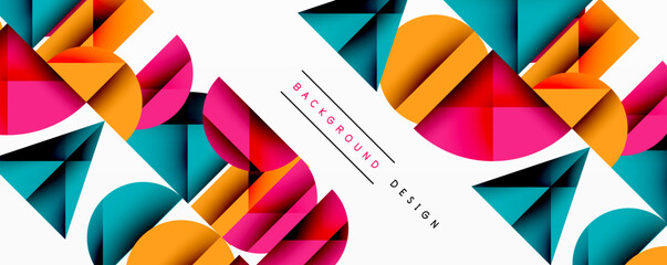 Abstract geometric pattern with intersecting circles and triangles in gradients. The high-contrast composition creates depth and a dynamic, modern aesthetic