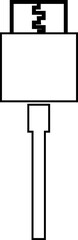 Obraz premium USB cable black line icon. Connectors and sockets for PC and mobile devices sign. Computer peripherals connector or smartphone recharge supply. Sign for web page, mobile app, banner. Editable stroke