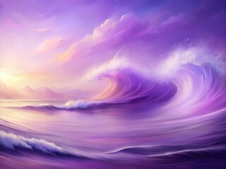 Obraz premium Abstract Lilac Wave Background: Gradient Texture, Empty Space, Wavy Strokes, Purple Design Template