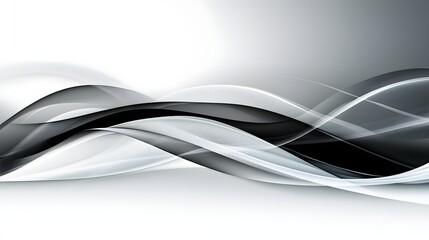 Obraz premium Abstract Flowing Wave Design in Monochrome Black and White with Smooth Curves and Textures