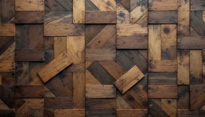 Detailed view of a pine wood flooring texture, highlighting the unique patterns and rich colors of the tiles