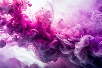 Abstract Magenta Smoke Art: Close-up Purple Haze on White Background - Stock Photo