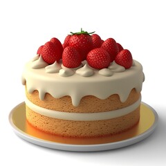 3D Food Cake on White Background