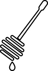 Honey dipper stick icon, honey stick icons vector graphic designs elements, isolated on transparent background. Honey ladle. Square button. Minimalism concept, used for food and beverage pictogram
