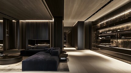 Modern Luxury Interior Design with Minimalist Features and Elegant Lighting Arrangement