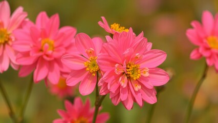Fototapeta premium Vibrant Pink Dahlia Flowers in a Garden Setting