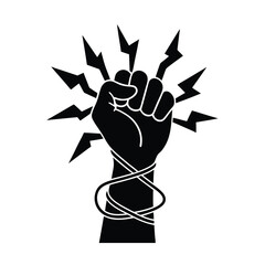 Powerful Fist, Electricity, Revolt, Energy, Rebellion, Strength, Power, Freedom, Resistance, Anger