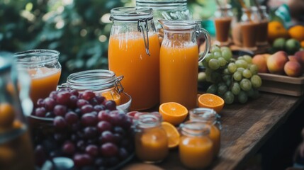 Cheerful Outdoor Brunch with Refreshing Drinks