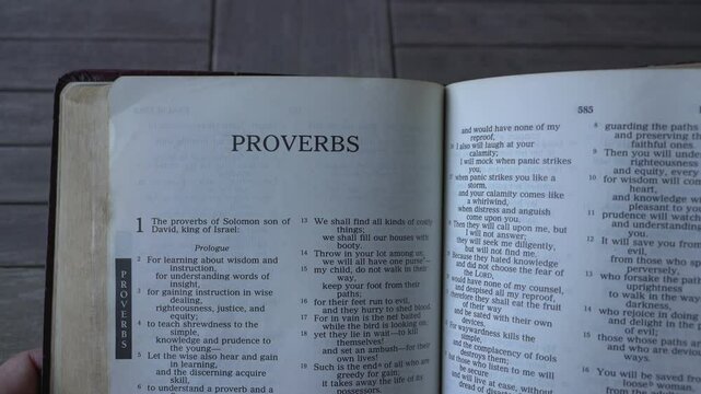 Open to the book of Proverbs of the Holy Bible.