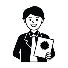 Happy Businessperson Holding Certificate, Achievement, Success, Award, Recognition