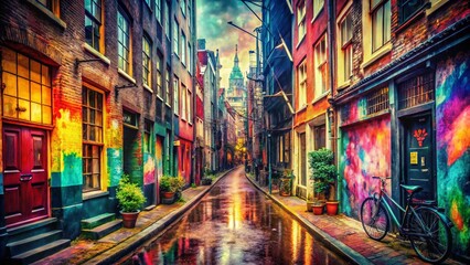 Naklejka premium Abstract Multicolored Retro Urban Exploration Background Overlay - Defocused Vintage Design