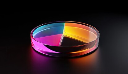 Colorful pie chart in glass petri dish