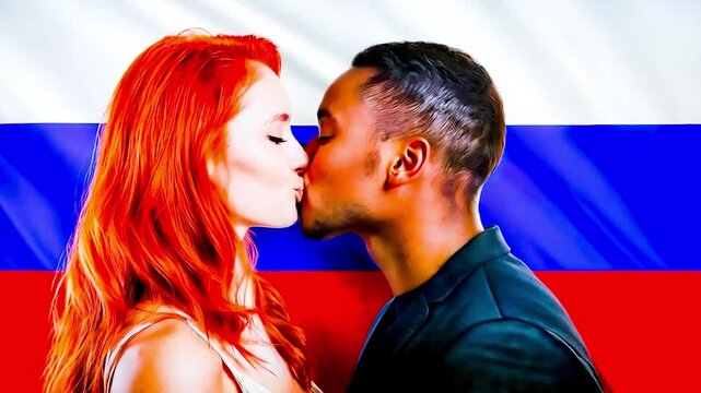 Russia love immigration refugee flag Russian romance