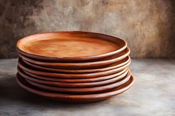 Stacked Terracotta Plates - Rustic Kitchenware