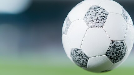 Fototapeta premium Soccer ball in mid-air over blurred stadium