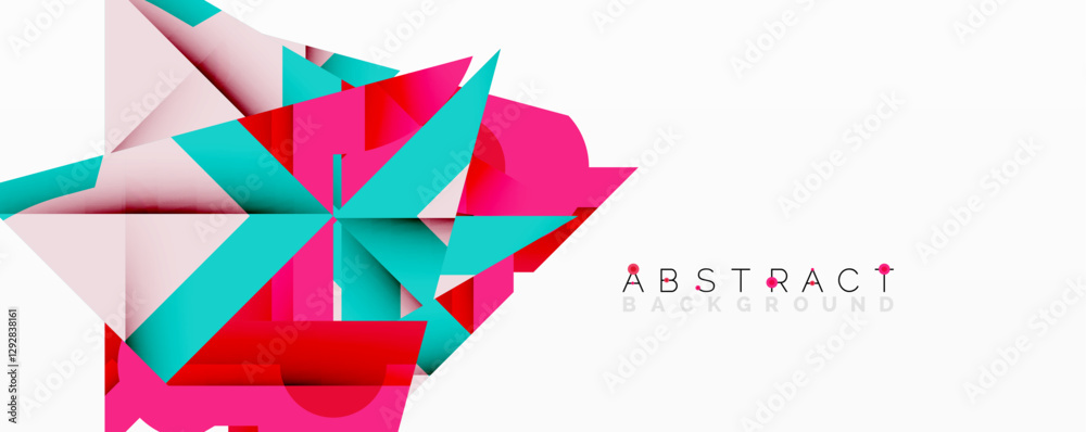 Aufkleber Abstract geometric composition with interlocking circular and angular shapes, featuring smooth gradients and sharp contrasts on a white background