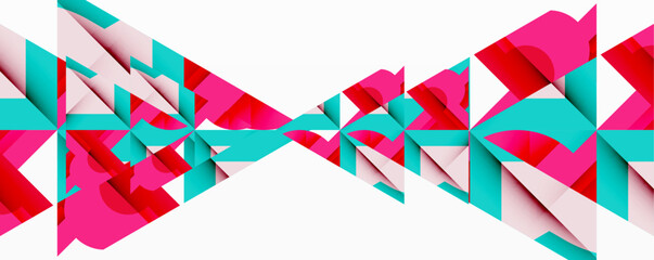Obraz premium Abstract geometric composition with interlocking circular and angular shapes, featuring smooth gradients and sharp contrasts on a white background