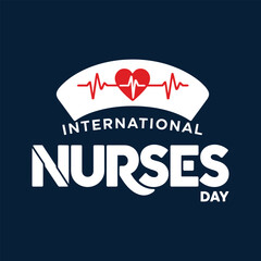 Fototapeta premium Happy Nurses Day simple typography vector design with Blue background.Eps10