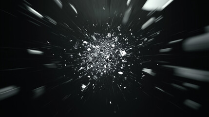 Obraz premium Shattered Momentum: An abstract representation of fragmentation and destruction, the image evokes a sense of chaos and powerful impact.