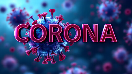 A vibrant and detailed 3D model of a virus particle emphasizing spikes and viral structure in a scientific view.