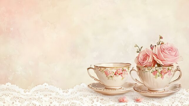 vintage tea party invitation design with elegant