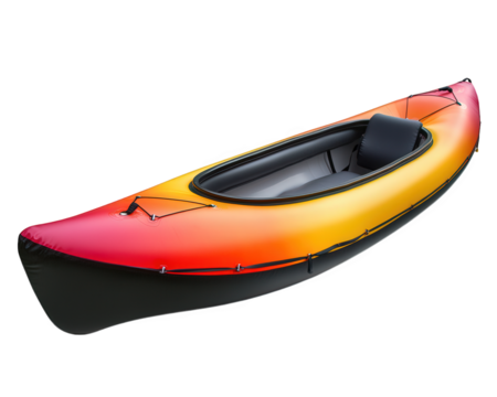 colorful inflatable kayak ready for adventure, featuring vibrant gradient design and spacious interior for comfort. Perfect for outdoor enthusiasts seeking fun on water - Powered by Adobe