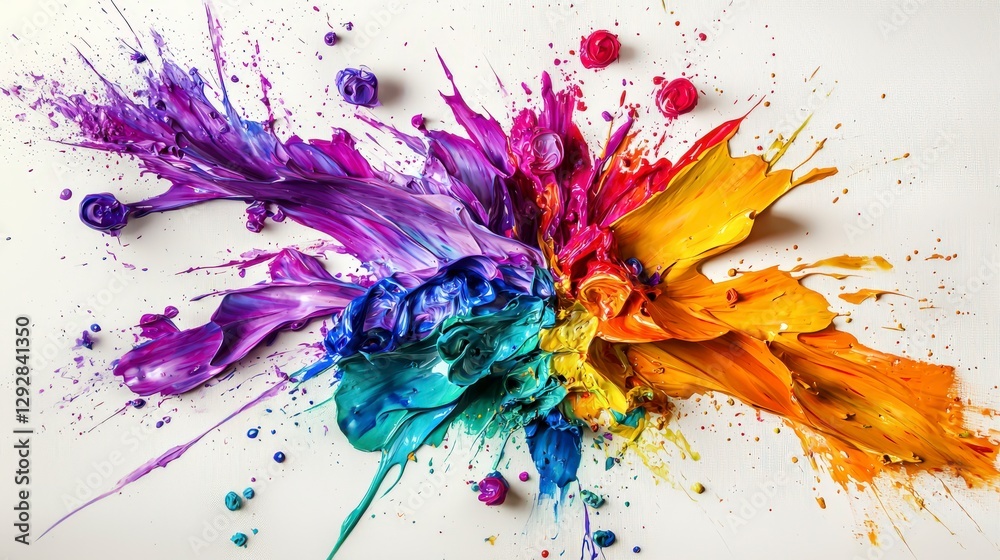 Poster vibrant abstract brush stroke explosion art studio digital artwork colorful environment close-up art