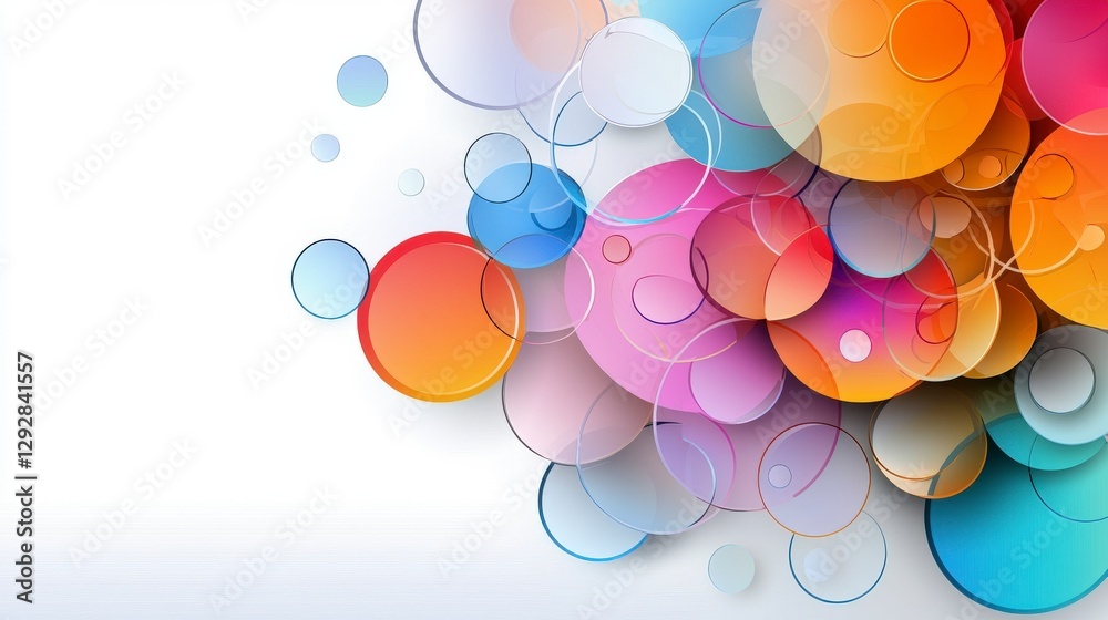Poster Dynamic abstract designs of overlapping circles in modern art digital realm graphic style colorful environment