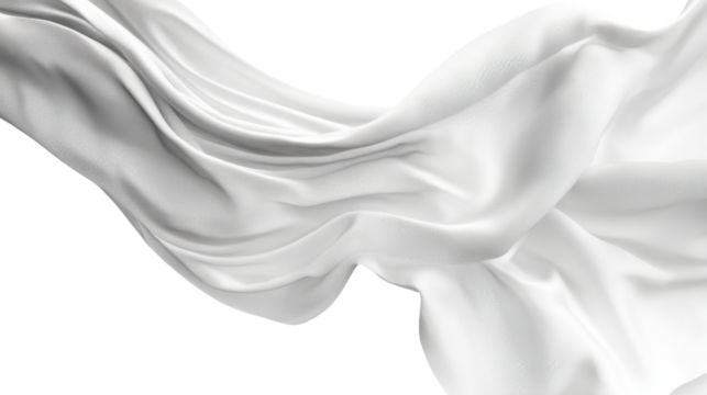 Soft white cloth waving isolated on transparent background for graphic design or wallpaper.	

