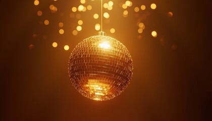 Obraz premium Shiny Golden Disco Ball Hanging Against a Glitzy Background